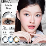 UYAAI softlens 14.5MM Minus 0.00 s/d -6.00 Mata Korea seri BUBBLE Sepasang LENSA KONTAK 6Bulan