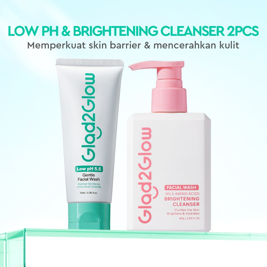 Glad2Glow Facial Cleanser Series-Facial Wash Low PH Gel Centella Mencerahkan Pencerah Wajah Anti Jerawat Penuaan Hilangkan Flek & Tenangkan face wash Pembersih Wajah Membersihkan kotoran dan minyak Menjaga pelindung kulit Mengobati g2glow official store
