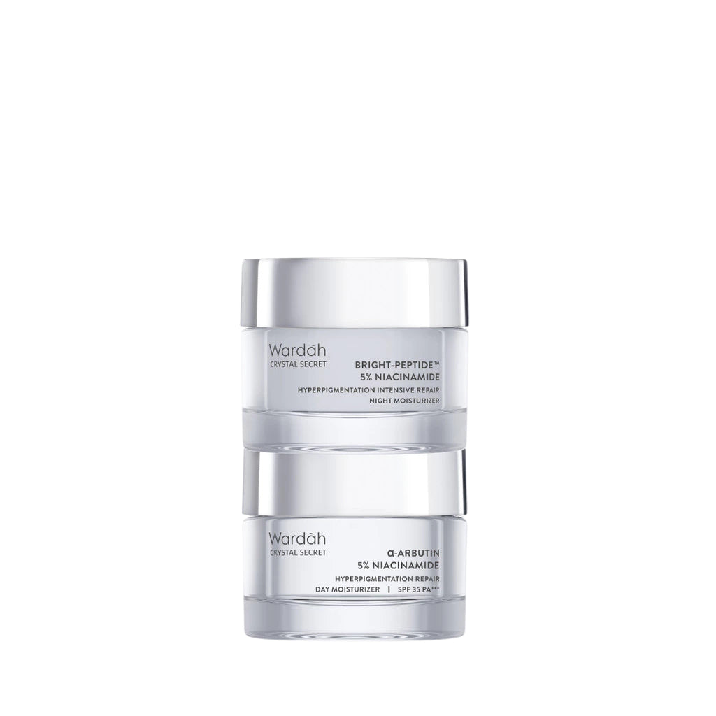 Wardah Crystal Secret Paket Brightening Day Cream + Night Cream 30g - Mencerahkan Wajah Kusam, Vitamin, Arbutin, Lightening, Dark - Skincare