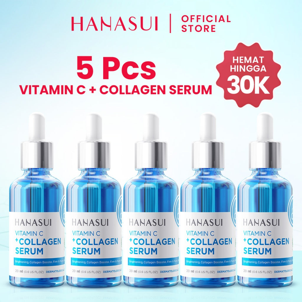 【5pcs Hemat】Hanasui Vitamin C + Collagen Serum - Lembap, Hidrasi & Cerah Collagen, 2% Niacinamide & 1% Vitamin C
