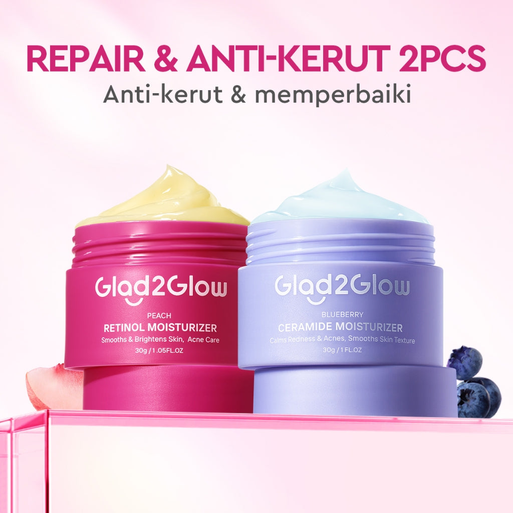 Glad2Glow Blueberry 5% Ceramide Moisturizer Repair Barrier Pulihkan skincare day cream Night Cream krim wajah moisturizer cream repair cream torriden cream cream pemutih wajah skincare bpom Pelembab Wajah Sensitive Skin Care G2G glad2glow official store