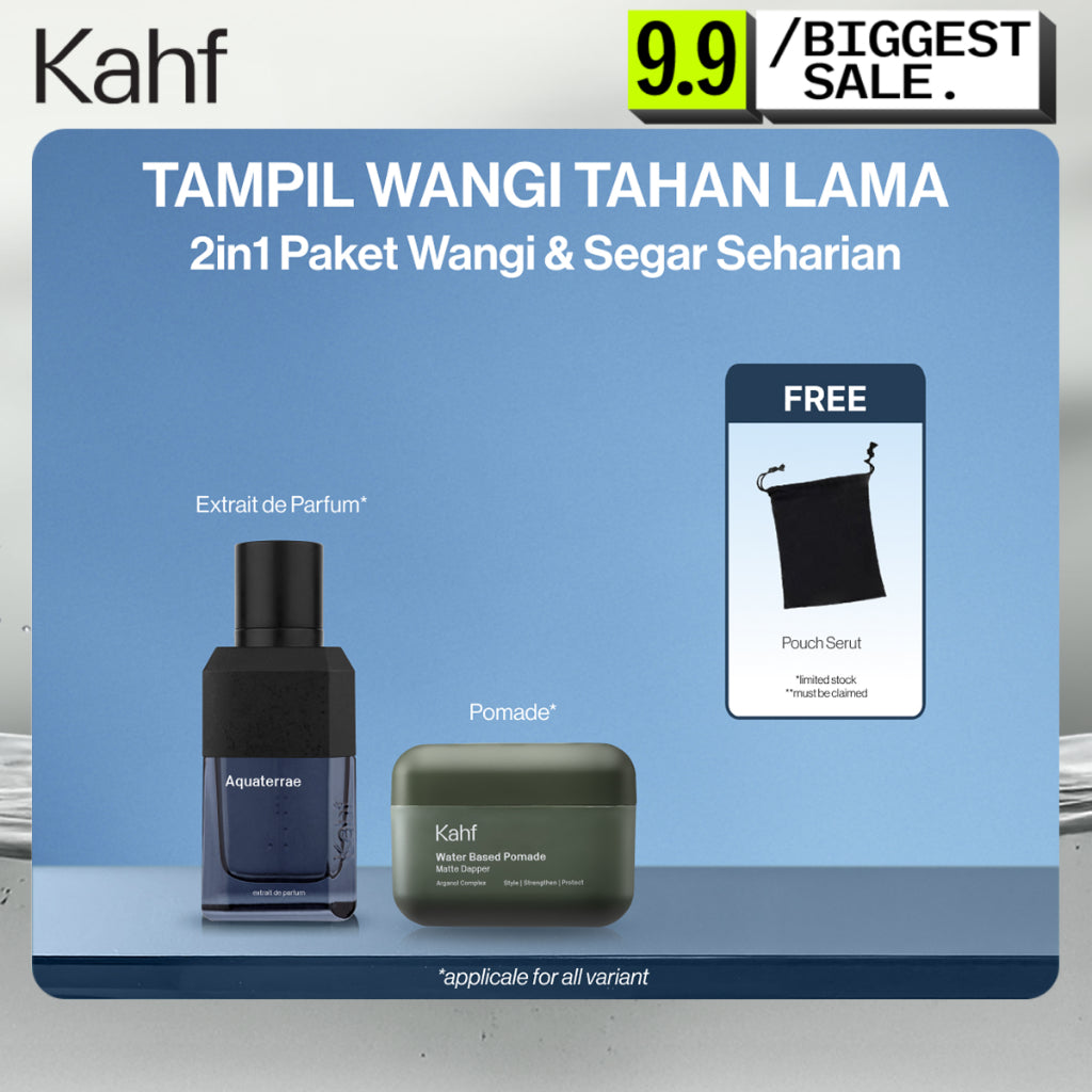 Kahf Paket Grooming Daily Look Isi 2 (Extrait de Parfum + Pomade/Hair Powder) - Approved by Barber and Suitable for Daily Use