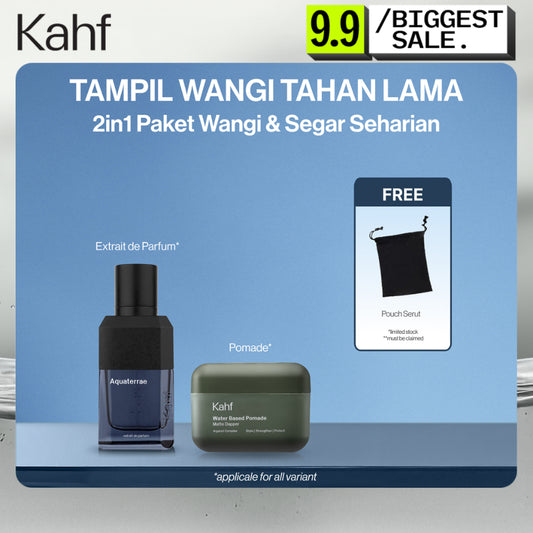 Kahf Paket Grooming Daily Look Isi 2 (Extrait de Parfum + Pomade/Hair Powder) - Approved by Barber and Suitable for Daily Use
