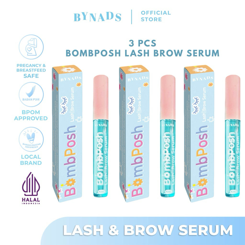 [3PCS] Bynads 2in1 Bombposh Lash and Brow Serum Bynads Eyelash Brow Serum Penumbuh Bulu Mata dan Alis By Bombposh Bynads