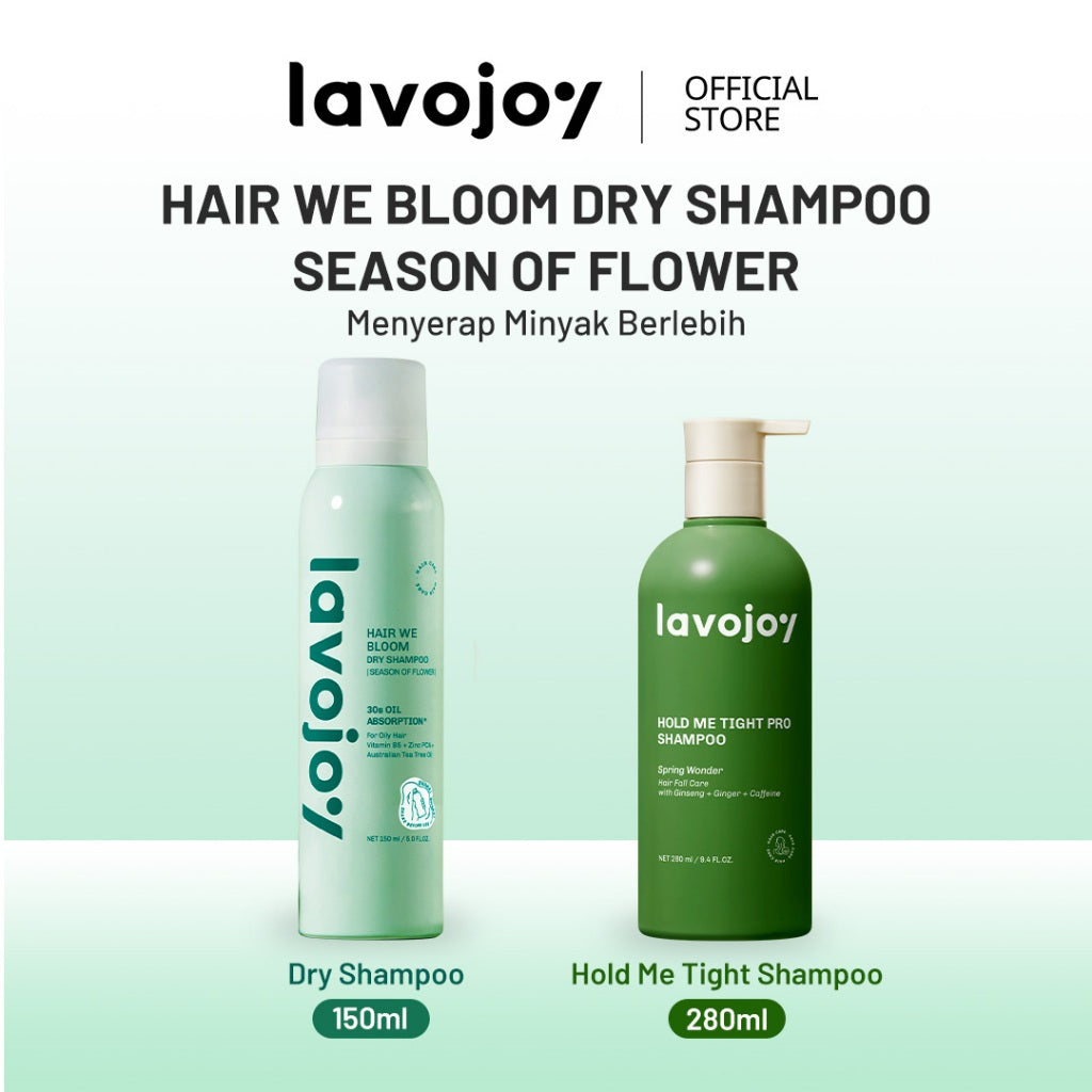 Lavojoy Hair We Bloom Dry Shampoo Season of Flower - Dry Shampoo Atasi Kulit Kepala Berminyak, Scalp Friendly, Tanpa Residu Putih, Dengan Kandungan Zinc PCA Dan Tea Tree Oil