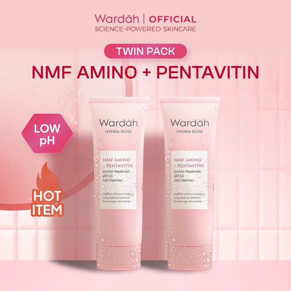 [TWINPACK] Wardah Gentle Facial Wash Low PH Series 100 ml (Sabun Cuci Muka Gentle Acid Mantle Expert) - NMF Amino Hydra Rose, NMF Amino C Defense, Cica Aloe - Skincare