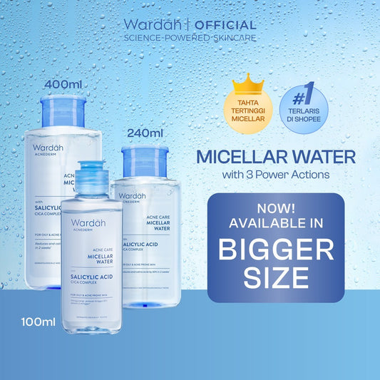 Wardah Acnederm Acne Care Micellar Water - Efektif - 50% Tanda Jerawat Berkurang - Skincare
