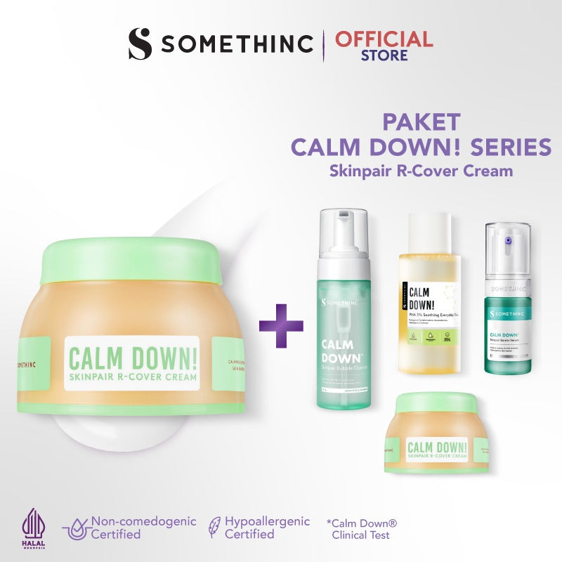 SOMETHINC [2 PCS] Paket Calm Down Series Skinpair R-Cover Cream Moisturizer | Pelembap Muka untuk Kulit Sensitif, Kemerahan, Kulit Normal. Meredakan Kemerahan & Memperkuat Skin Barrier | Sabun Cuci Muka untuk Kulit Sensitif & Iritasi. Meredakan Kemerahan,
