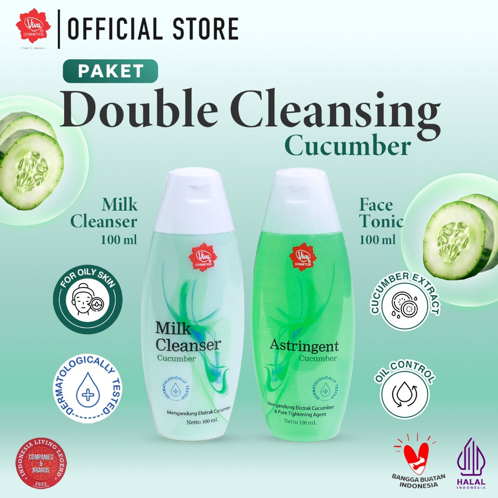 [PROMO] Paket_Double_Cleansing_Cucumber - Viva Milk Cleanser Cucumber & Astringent Cucumber (100 ml & 200 ml)