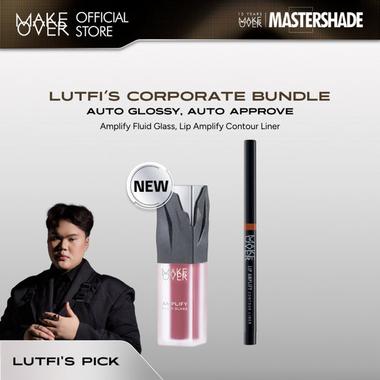 [SPECIAL 11.11] MAKE OVER Double Amplify Bundle - Ombre Glassy Lips: NEW! Amplify Glass Fluid + Lip Amplify Contour Liner - Paket Ombre Lengkap Lip Liner dan Lip Gloss Lembab Longlasting Lipstik
