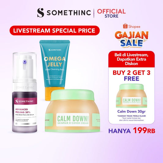 [SPECIAL LIVESTREAM] Calm & Exfoliate Skin (Advanced Peeling 20% AHA BHA PHA LHA Serum, Omega Butter Deep Cleansing Balm,Calm Down Skinpair R-Cover Cream)|Mengangkat Sel Kulit Mati & Hiperpigmentasi, Serum Eksfoliasi Wajah
