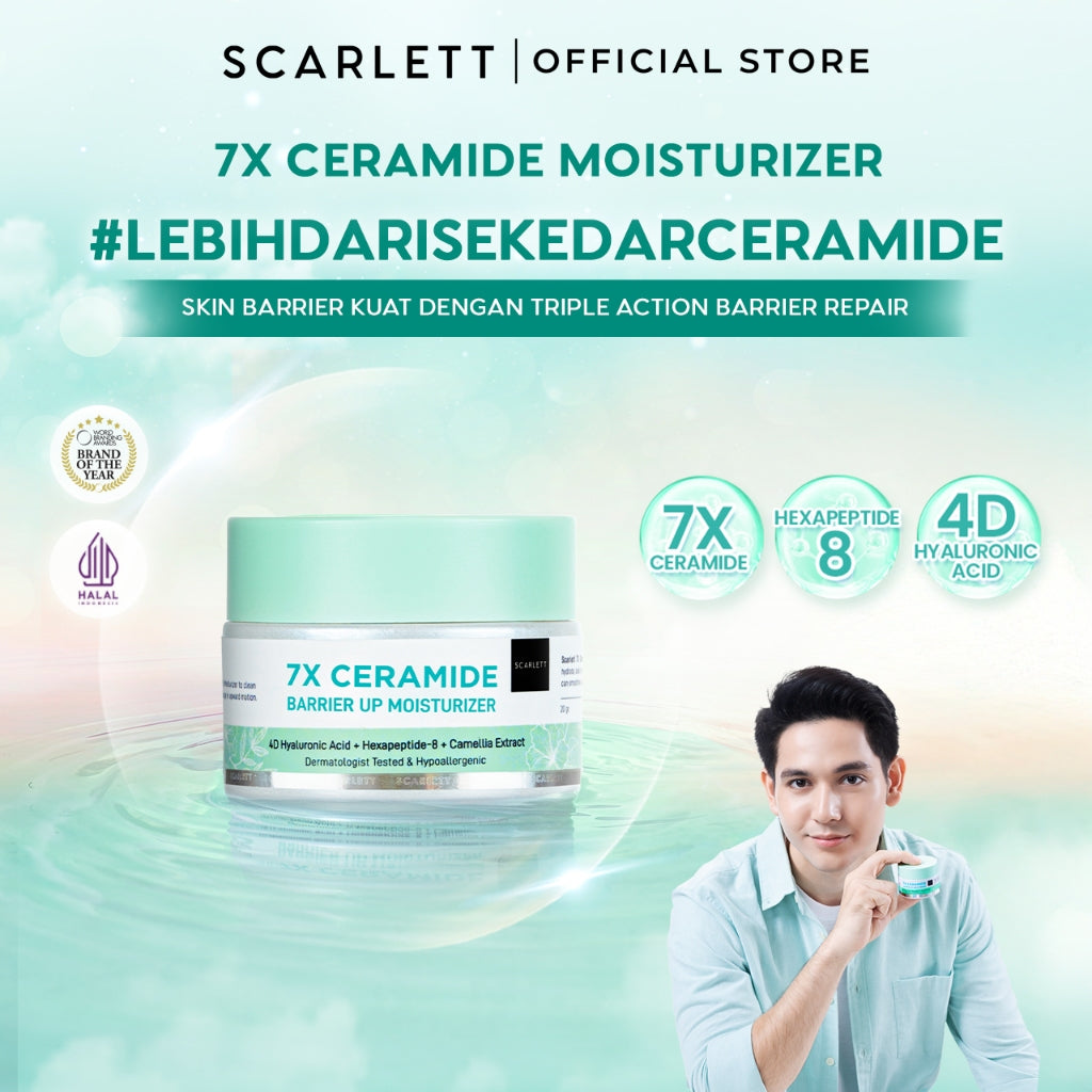 SCARLETT 7X Ceramide Moisturizer - Pelembab Wajah untuk Mencerahkan Melembabkan Memperbaiki Skin Barrier & Menghidrasi Kulit Wajah || Sensitif Skin Approved & Tidak Buat Make Up Geser