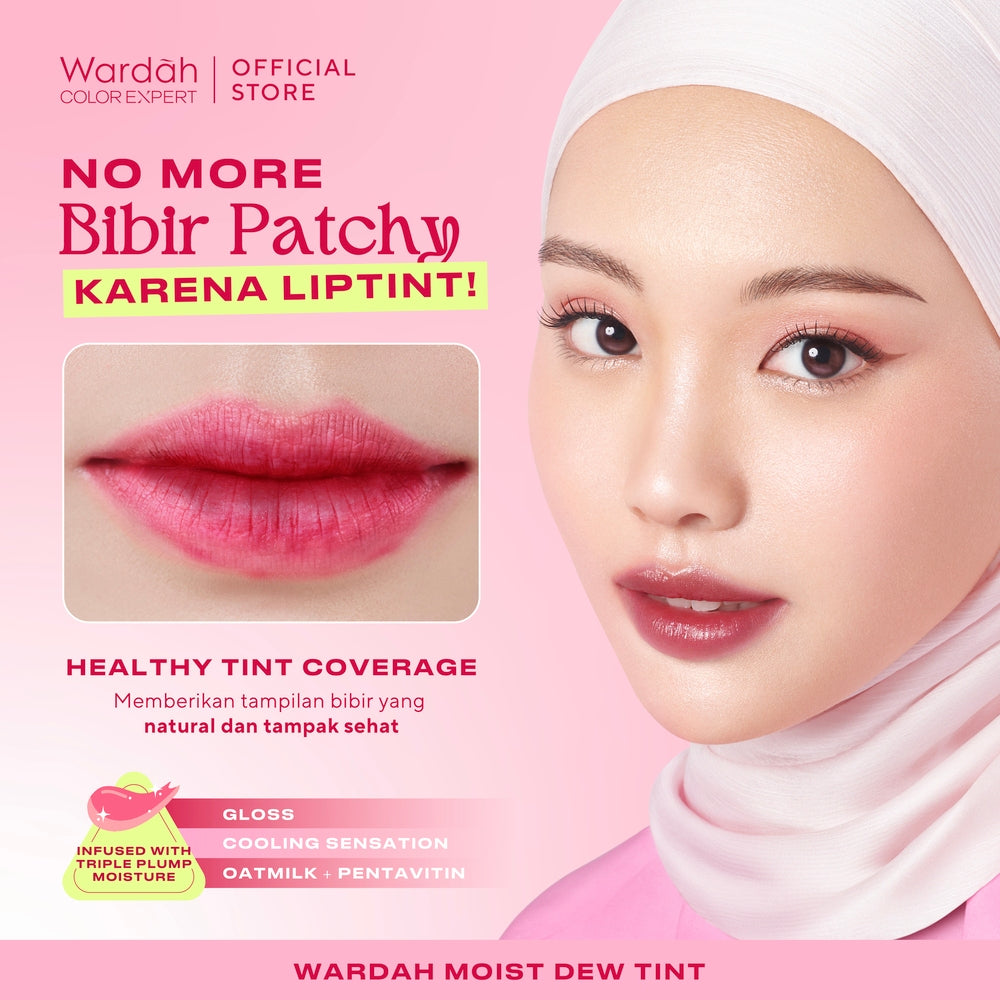 [LIP TINT ANTI PANAS DALAM] WARDAH Moist Dew Tint 3 g - Bibir Lembab - Tahan 24 Jam - Liptint Lip Stain Lipgloss Lip Matte Lipstik Lip Cream - Liptin Anak Sekolah - Glossy Longlasting Waterproof-Makeup