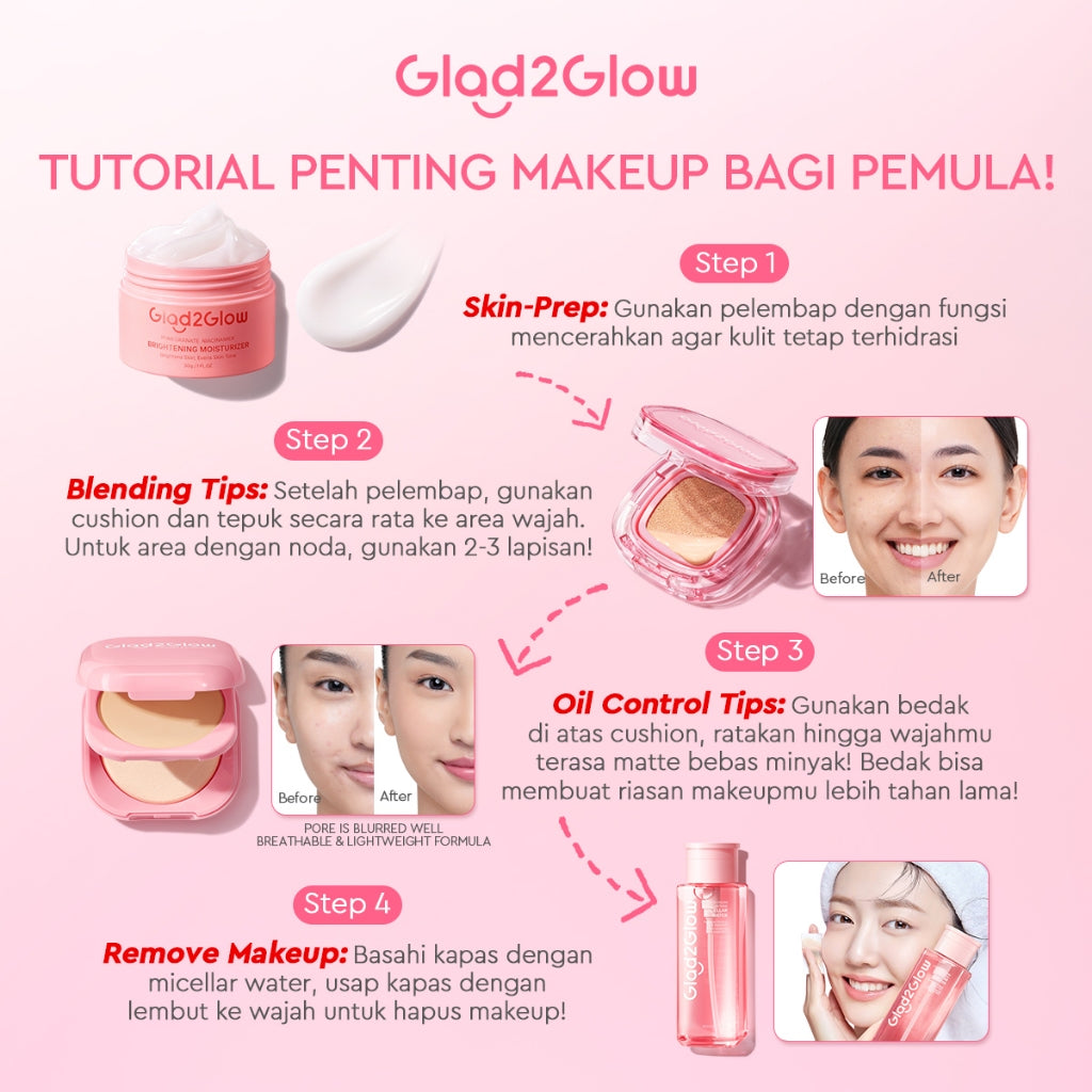 [ORDER NOW, HEMAT 35K]Glad2Glow Perfect Blurring Powder Foundation&Perfect Cover Cushion foundation  Setting waterproof Concealer Oil-Control matte Sweatproof Finish Poreless Highlighting Contouring Refill two way cake BB CC makeup g2glow official store