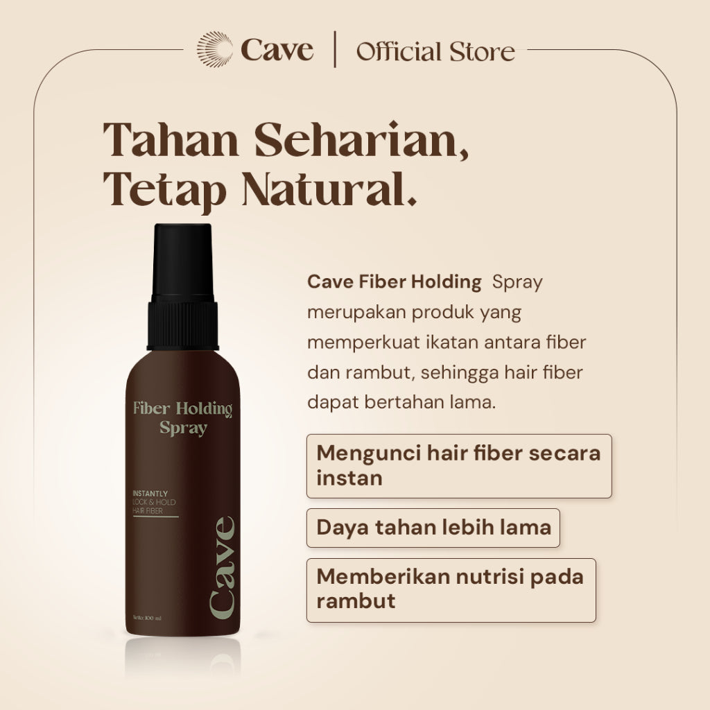 Cave Paket Hair Fiber 25 Gram & Fiber Holding Spray - Serbuk Penebal dan Pelebat Rambut Tipis Instan Penutup Kebotakan Tahan Lama