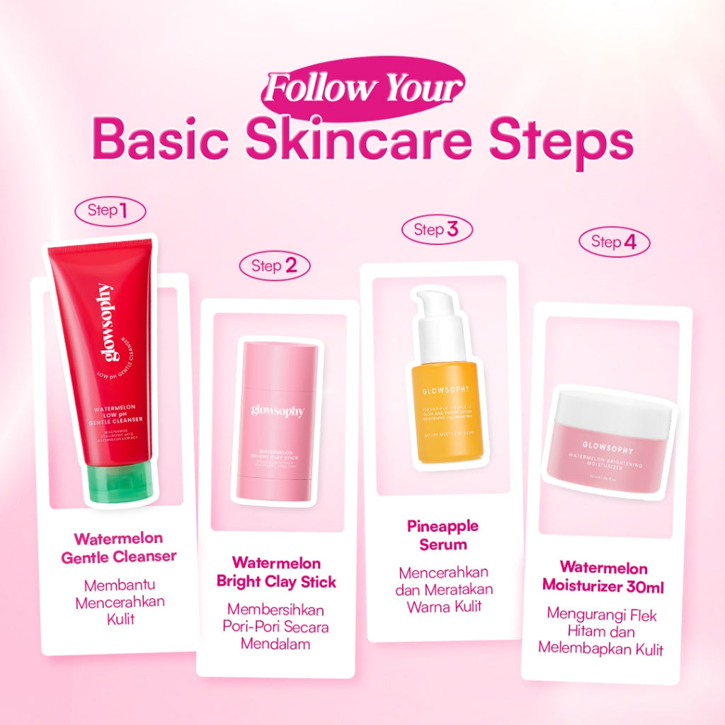 Glowsophy Bundle 2in1 Glow Skin Watermelon Brightening Moisturizer 30 ml + Pineapple Triple C Glow and Bright Serum 30 ml