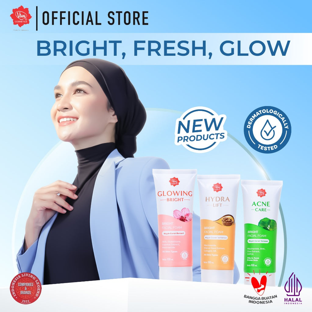 [NEW] Viva BRIGHT Facial Foam with Niacinamide, AHA, BHA, Glutathione, & Collagen (Tersedia 3 varian)