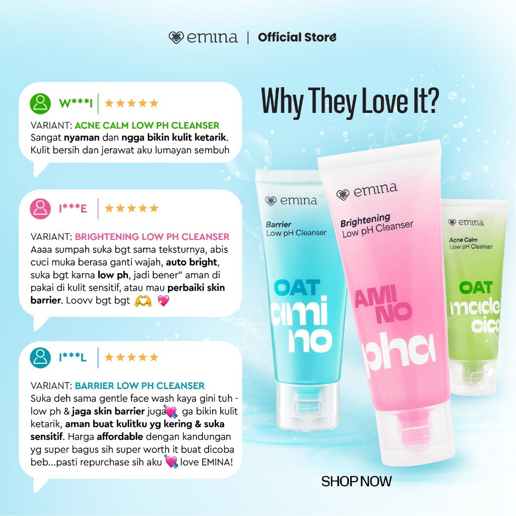 [SPECIAL 11.11] Emina Oat Amino Ceramide Barrier Low pH Gel Cleanser 70ml - Facial Wash Skincare Sabun Muka Cerah Glowing Perbaiki Skin Barrier Cleansing Kontrol Minyak Sebum Lembap Tanpa Ketarik Gentle Cocok Semua Jenis Kulit dan Sensitif Bersih
