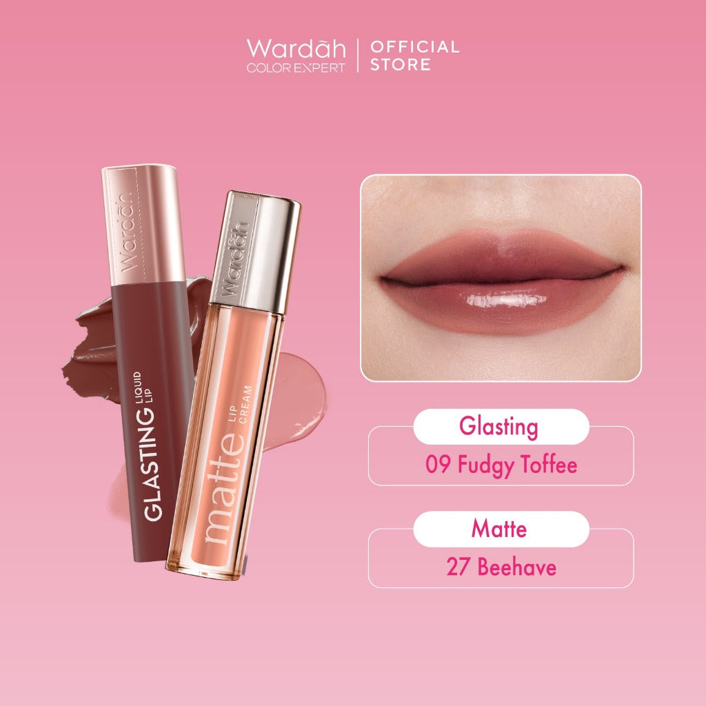 [OMBRE COVER BIBIR GELAP] WARDAH Ombre Glasting Liquid Lip + Matte Lip Cream -Lip-Stain-Lipgloss-Lipstik-Lip Matte-Lipcream-Lip Cream- Glossy Longlasting Waterproof Tahan Lama - Glaze Lip - Makeup - Liptin Anak Sekolah