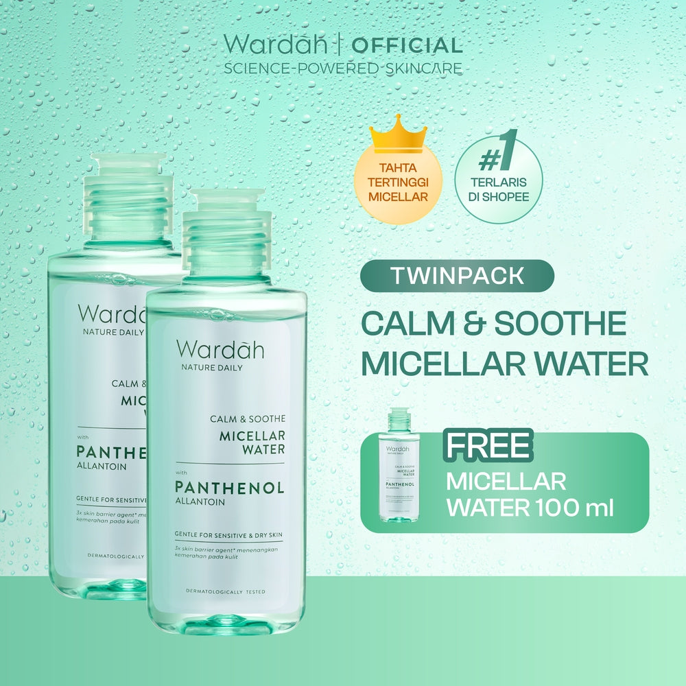 [TWINPACK] WARDAH Micellar Water 100ml All Series - Perfect Bright, Calm and Soothe Nature Daily, Acnederm, Lightening Oil Infused - Pembersih Wajah Make Up Remover Waterproof Tanpa Bilas - Skincare