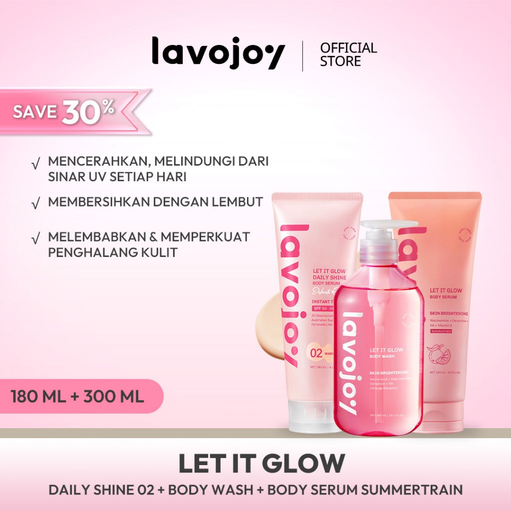 [TONE UP SHADE 02] Lavojoy Let It Glow Daily Shine Body Serum Instant Tone Up Delicate Rose with SPF 50 PA++++|Shade 02 Warm Sand|Body Serum untuk Perlindungan Sinar UV|Mencerahkan Seketika & Melembapkan Kulit dengan 3% Niacinamide + Australian Super VC