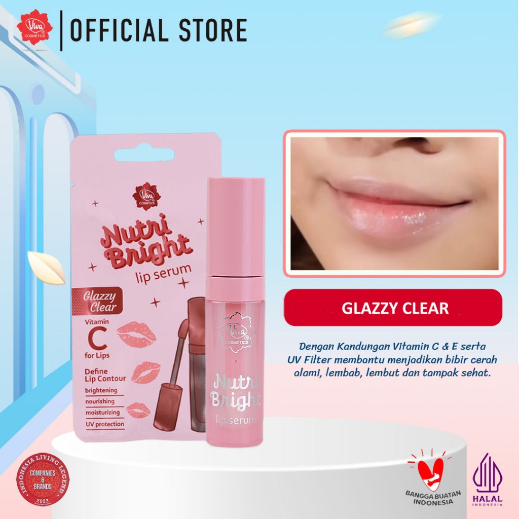 Viva Nutri Bright Lip Serum (BRIGHTENING, NOURISHING, MOISTURIZING, UV PROTECTION) with AVOCADO OIL, VITAMIN C & E - Tersedia 3 Pilihan Warna