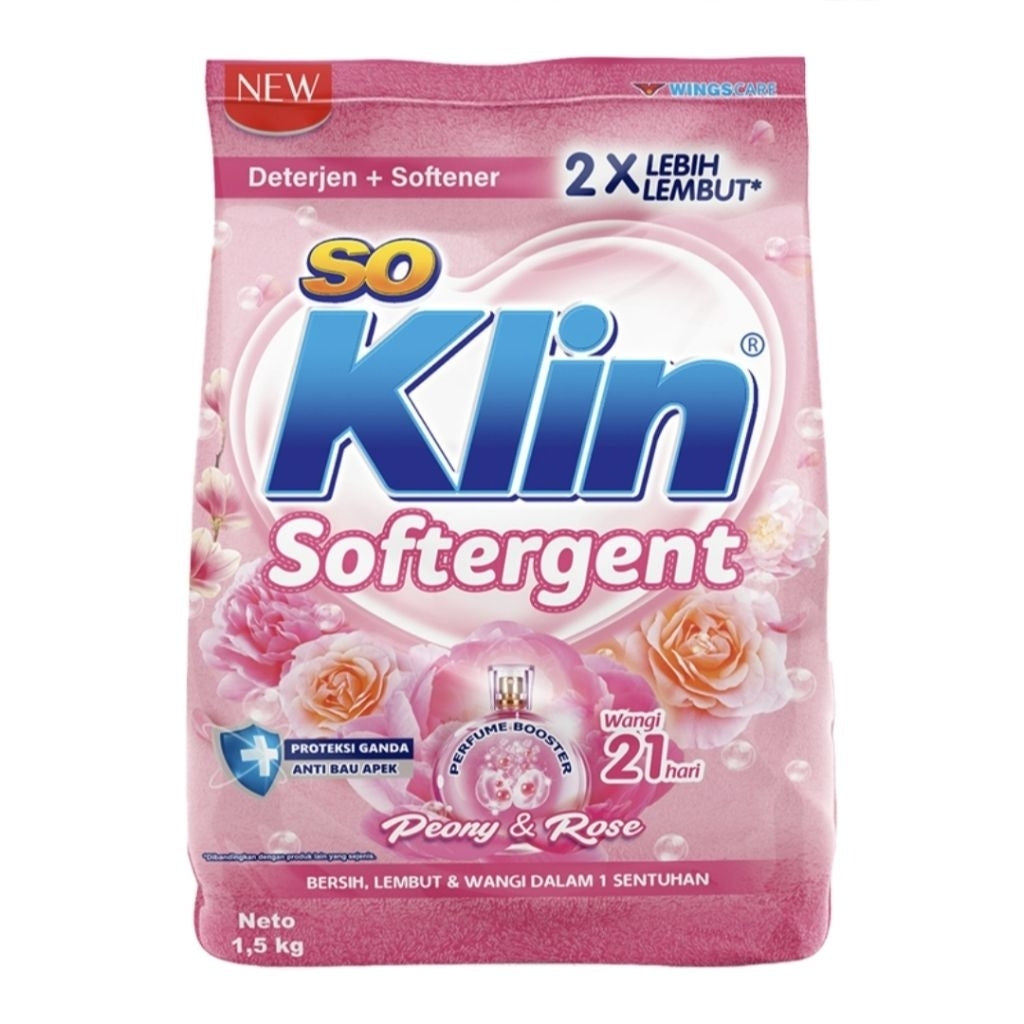 So Klin Softergent Deterjen Bubuk + Pelembut Pakaian Refill 1.5 kg