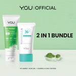 YOU Facial Wash Paket 2in1 Skincare Sabun Muka Hy! Amino+ 1.5% BHA Fight Acne Gel Cleanser Spotcare Pro Sunbrella Niacinamide