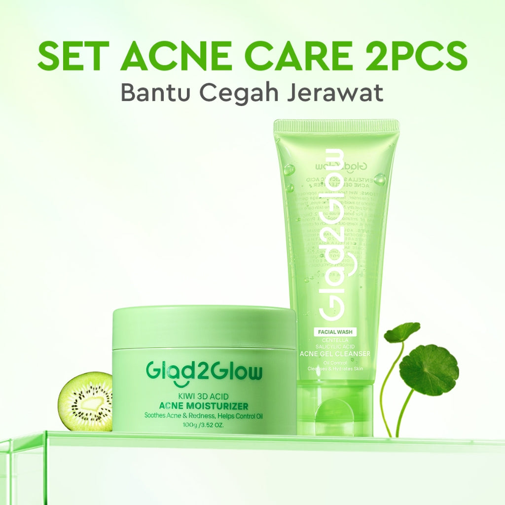 [BIG MOIST] GLAD2GLOW Kiwi 3D Acid Acne Moisturizer 100g Pelembab Wajah Jerawat Mencerahkan Pencerah Wajah&Penuaan Hilangkan Flek & Tenangkan Kulit Skincare Pelembab Esensi Wajah Perawatan Kulit Pelembab Wajah Pembersih day cream tone up g2g officialstore