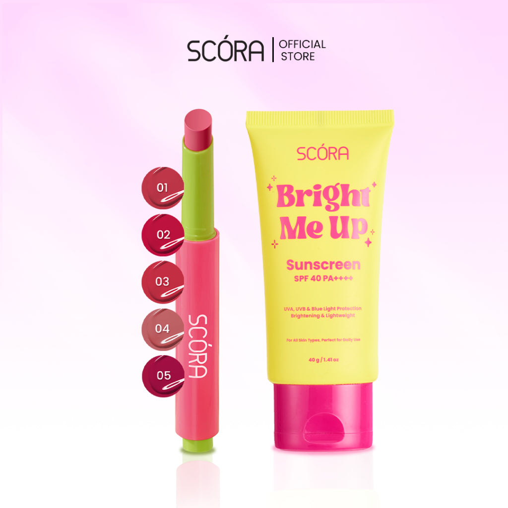 [BUNDLE SET] SCORA Bloop Pop Gloss Balm 2 gr + SCORA Bright Me Up Sunscreen 40 Gr + SCORA Sheer Glow Tone Up Cream 30 ml + SCORA Moisturizer 40ml