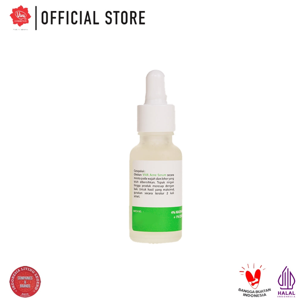 Viva Acne Serum (ANTI JERAWAT) with 4% Niacinamide, 1% Salicylic Acid, & 1 % Centella Asiatica - 20 ml