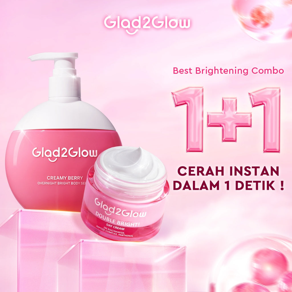 Glad2Glow Bright & Moist Body Serum Series | Body Cream Body Lotion Brighten Moist & Smooth Pemutih Badan Body Serum Glow & Peeling Menghidrasi Kulit Mencerahkan Dan Pemutih Tubuh Atasi Belang Brighty Care Whiten Handbody ohbt Lotion g2g official store