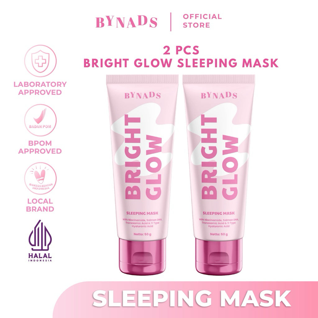 [2PCS] Bynads Bright Glow Sleeping Mask with 4% Niacinamide 3in1 SleepingMask Moisturizer Wash Off Mask Reformulasi Sleeping Mask Salmon DNA Bynads