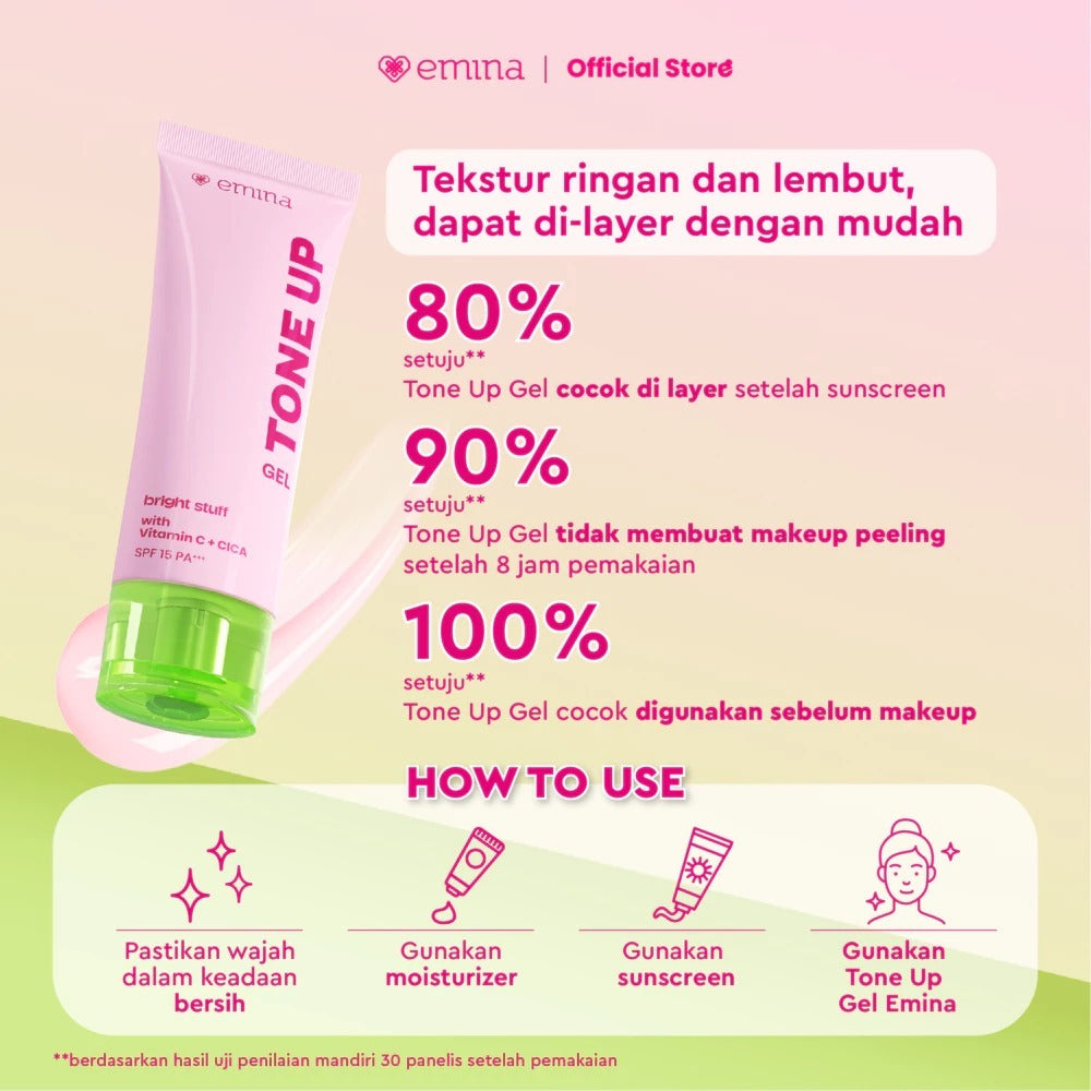 Emina Bright Stuff TONE UP Cream 20 ml - Pelembab Wajah Instant brightening effect UVA AVB