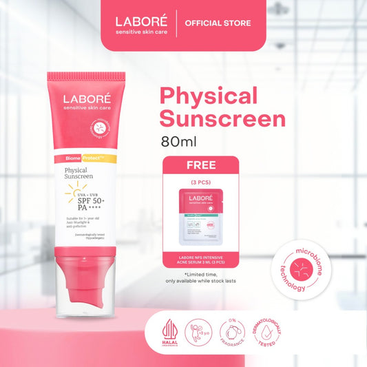 [B1G4] LABORÉ Sensitive Skin Care BiomeProtect Physical Sunscreen SPF 50+ PA++++ 80 ml - Sunscreen - Tabir Surya - Melindungi dari Sinar UVA UVB - Cocok untuk Kulit Normal dan Sensitif - Melembabkan - Skincare Best Seller