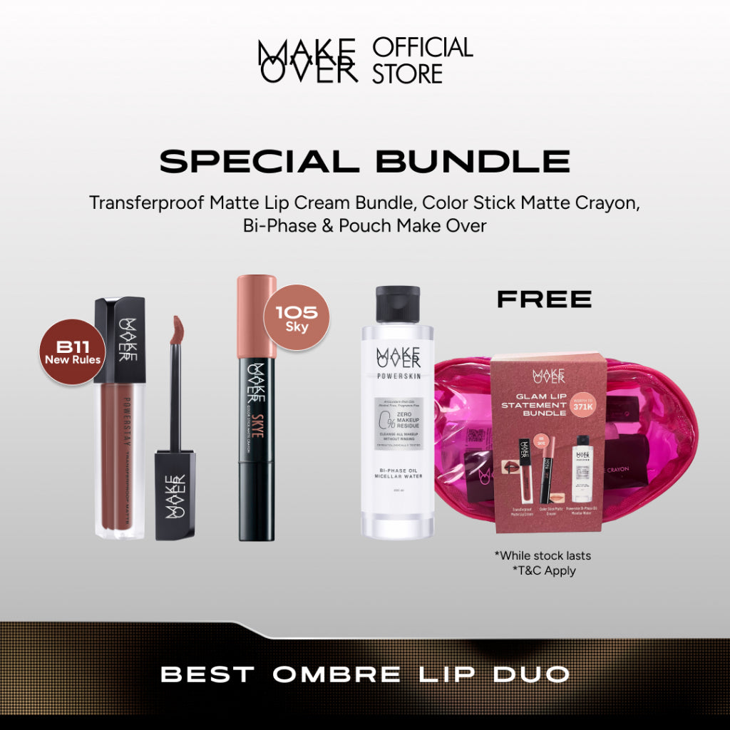 [SPECIAL 11.11] MAKE OVER Glam Lip Statement | Matte Bundle - Transferproof Matte Lip Cream Bundle + Color Stick Matte Crayon - Paket Lipcream Ombre Lips Bibir Tahan Lama Tidak Kering Ringan Halus Lebaran Raya