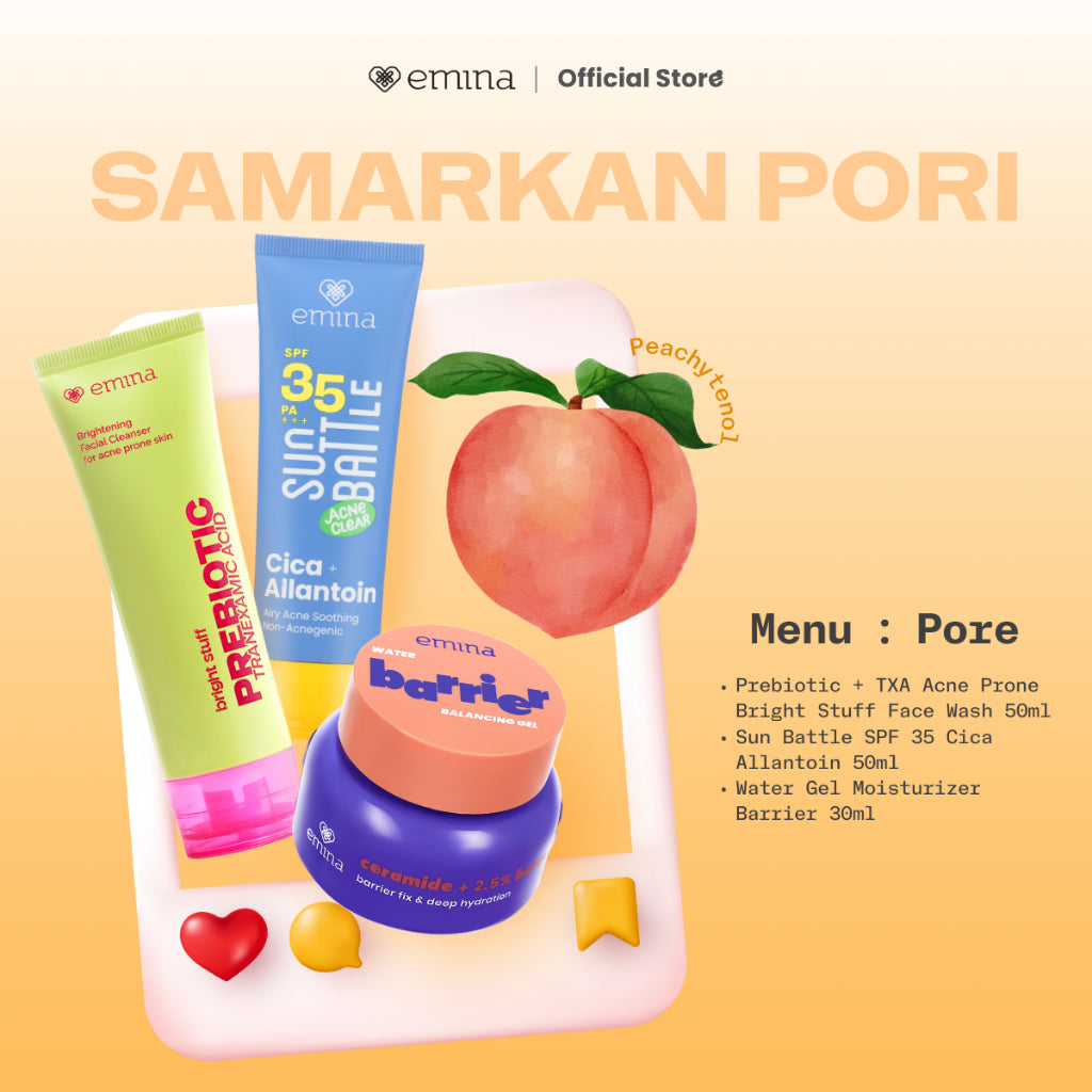 Emina Skin Diner Package 3pcs - Paket Skincare Moisturizer Serum Face Wash Sunscreen Pigmentation Brown Spots Pore Size Acne Collagen Boost