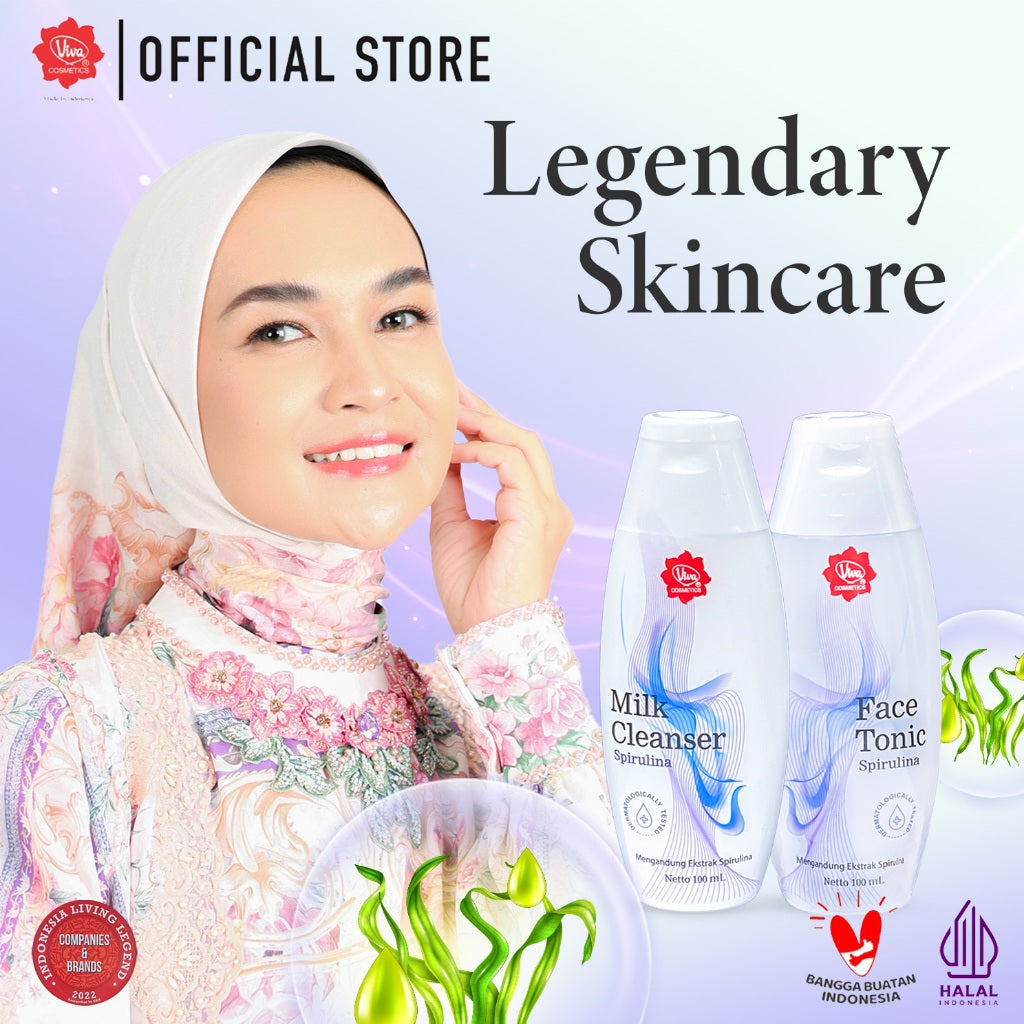 [PROMO] Paket_Double_Cleansing_Spirulina - Viva Milk Cleanser & Face Tonic Spirulina (100 ml)