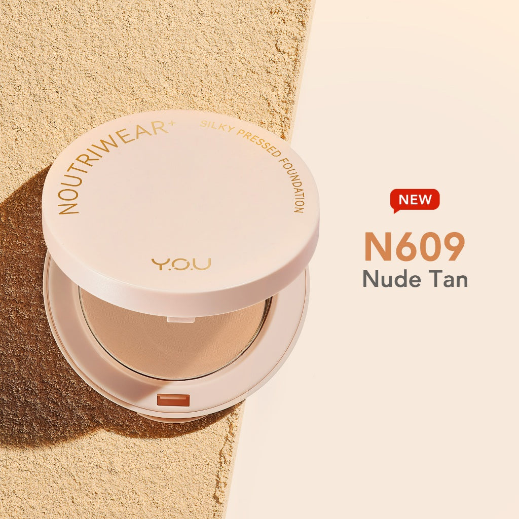 YOU NoutriWear+ Silky Pressed Foundation Full Coverage Oil Control & Tahan Lama 24 Jam | Bedak Padat Perfect Coverage | Bedak Pengontrol Minyak