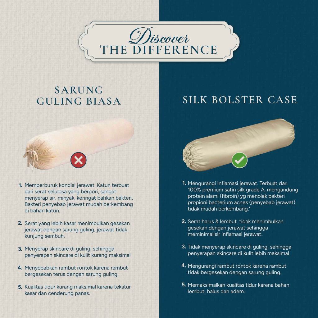 Sarung Guling PREMIUM Satin Silk Terli Beauty Satin Silk Bolster Case Adem Halus Anti Bacterial