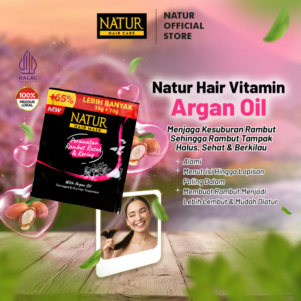 Natur Hair Mask Argan oil & Olive oil- Perawatan Rambut Rusak dan kering