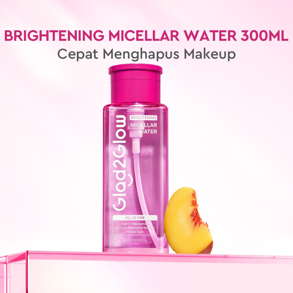 [NEW LUNCH] Glad2Glow Brightening Micellar Water 300ml Untuk Semua Kulit Lembut Cepat Menghapus Makeup & Mencerahkan kulit Penghapus Makeup Waterproof Hapus Riasan Tahan  dan Tanpa Iritasi g2glow official store