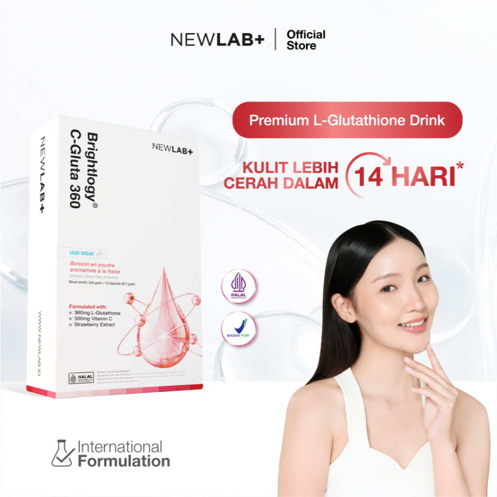 NEWLAB Brightlogy C-Gluta 360 | Minuman Glutathione BPOM untuk Pemutih Badan | Glutathione Whitening 15 Sachet