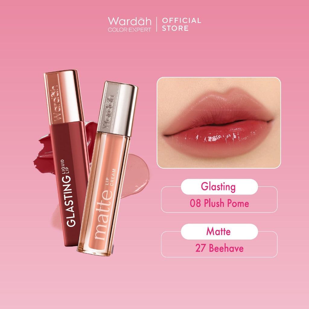 [OMBRE COVER BIBIR GELAP] WARDAH Ombre Glasting Liquid Lip + Matte Lip Cream -Lip-Stain-Lipgloss-Lipstik-Lip Matte-Lipcream-Lip Cream- Glossy Longlasting Waterproof Tahan Lama - Glaze Lip - Makeup - Liptin Anak Sekolah