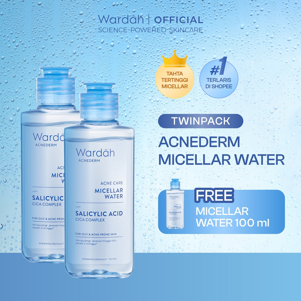[TWINPACK] WARDAH Micellar Water 100ml All Series - Perfect Bright, Calm and Soothe Nature Daily, Acnederm, Lightening Oil Infused - Pembersih Wajah Make Up Remover Waterproof Tanpa Bilas - Skincare