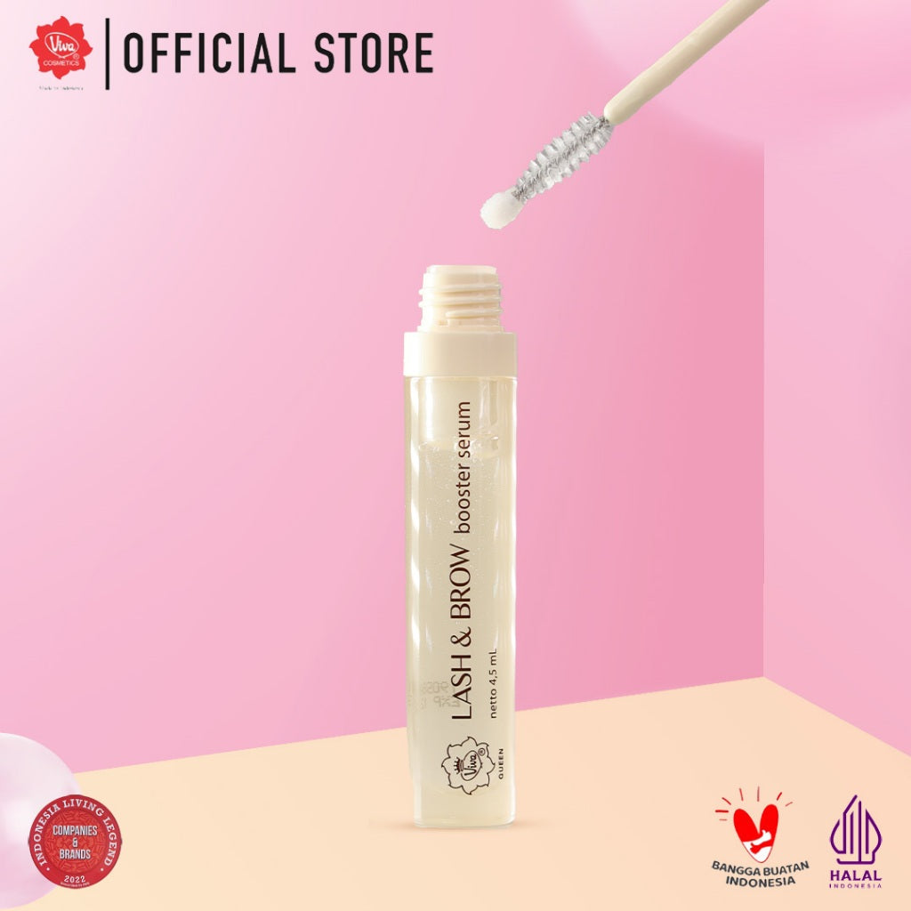 Viva Queen Lash & Brow Booster Serum (Serum Bulu Mata & Alis) with Biomimetic Peptide, Red Clover Extract, NO ALCOHOL & NO FRAGRANCE - 4.5ml