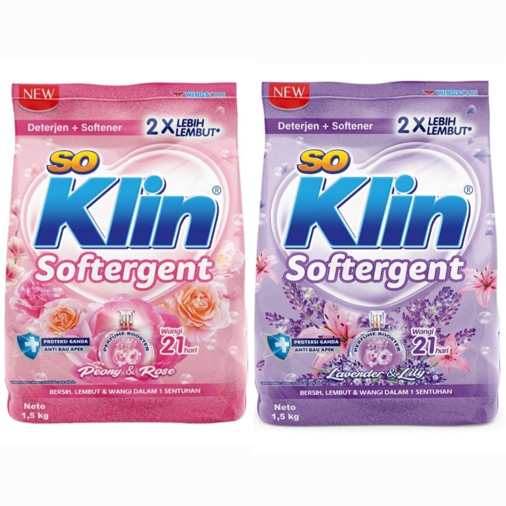 So Klin Softergent Deterjen Bubuk + Pelembut Pakaian Refill 1.5 kg