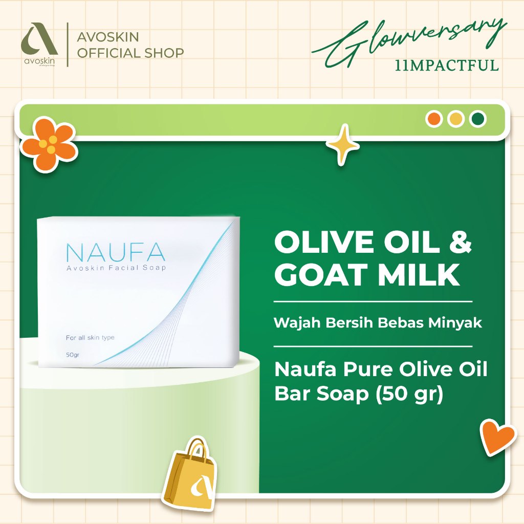 Bar Soap Avoskin Naufa Pure Olive Oil 50gr-Sabun Kulit Berminyak