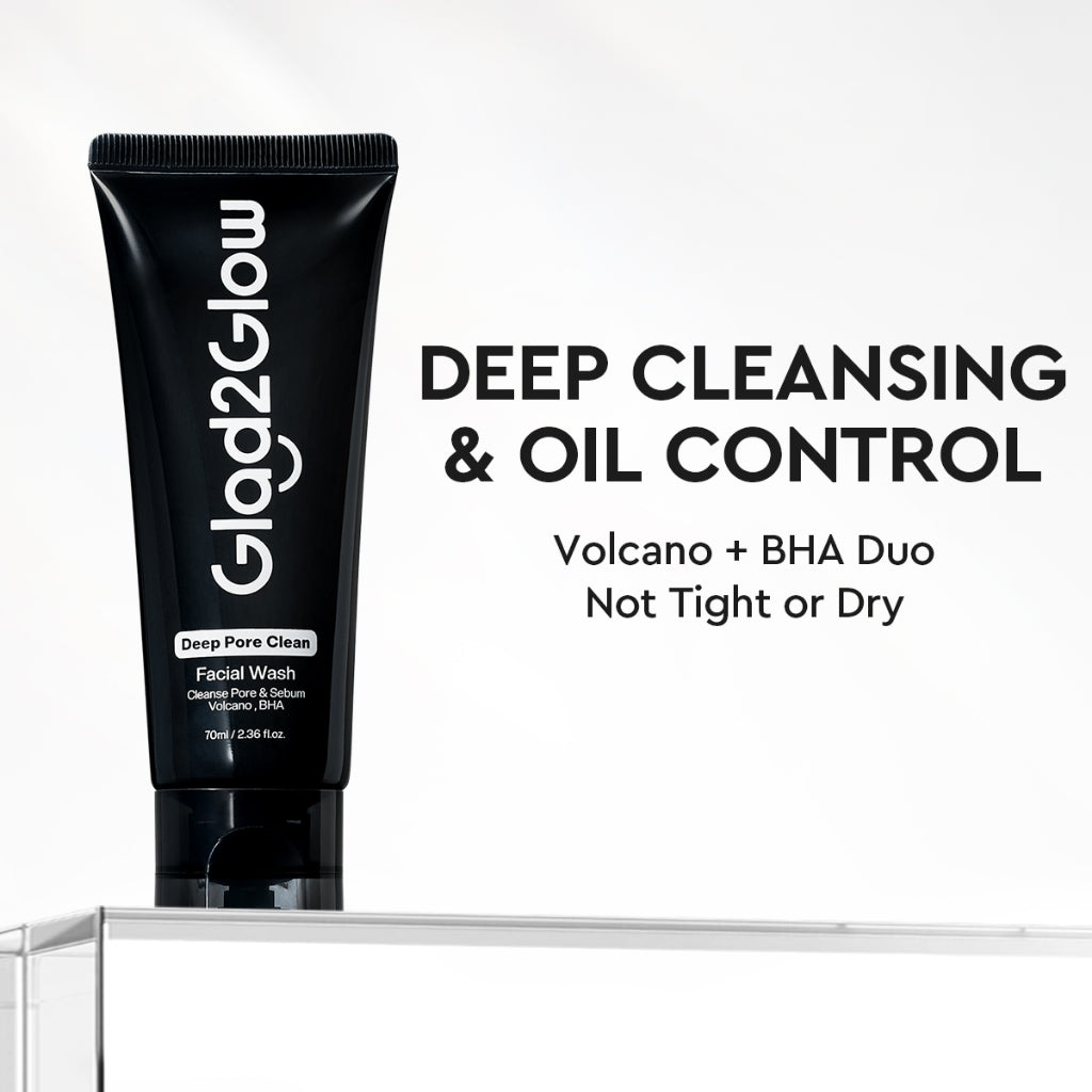 [NEW]Glad2glow Cleansing and Care Super Combo Volcanic Ash+BHA Deep Pore Clean Facial Cleanser Mencegah Komedo Face Wash Anti Jerawat Mengontrol Minyak Mencerahkan Kulit Mengecilkan Pori-Pori Pembersihan Mendalam g2glow official store