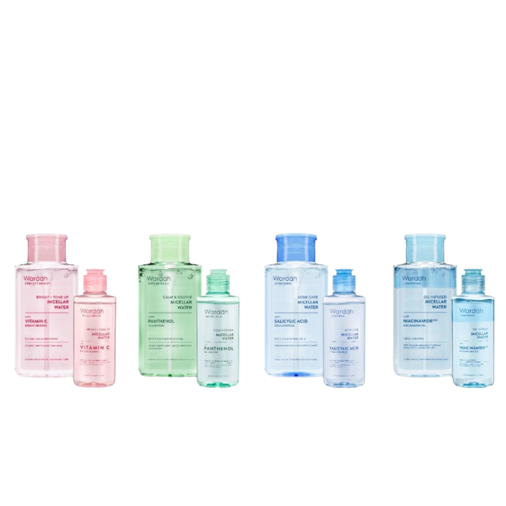 WARDAH Micellar Water All Series Perfect Bright Calm and Soothe Nature Daily Acnederm Lightening Oil Infused Pembersih Wajah Make Up Remover Waterproof Tanpa Bilas Skincare